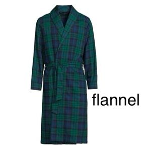 LANDSEND Men Regular Flannel Robe 100% Cotton